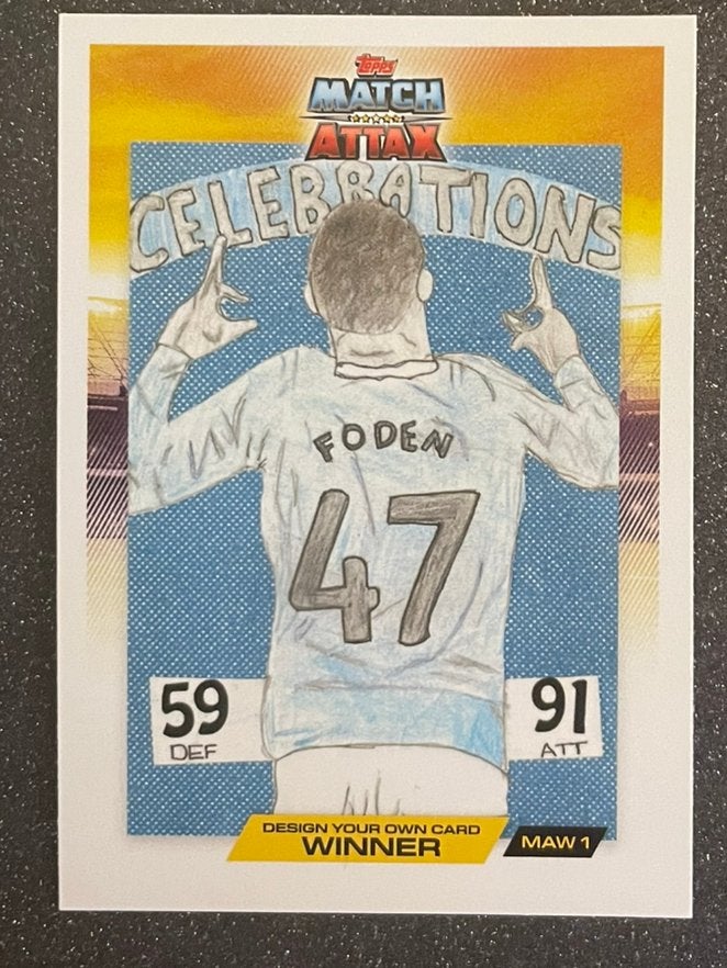 Topps MA 2526 CELEBRATIONS DESIGN YOUR OWN CARD WINNER FODEN, Hobby en Vrije tijd, Stickers en Plaatjes, Verzenden, Zo goed als nieuw