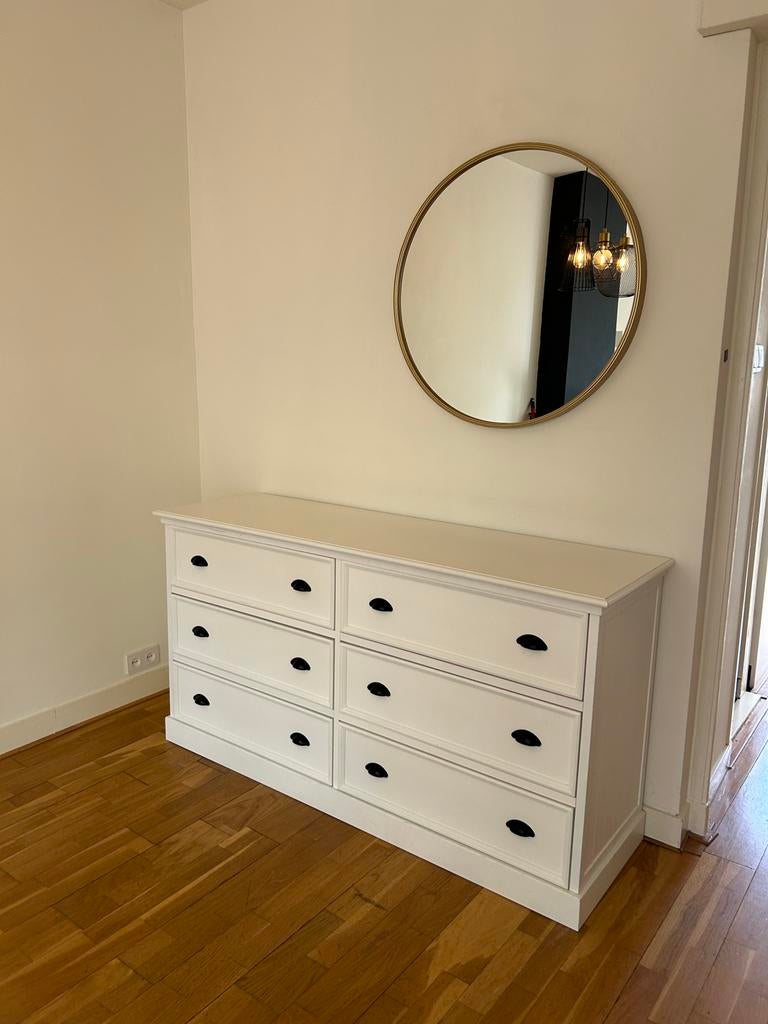 MAISONS DU MONDE NEWPORT Witte houten ladekast B160, Ophalen, Gebruikt, 5 laden of meer, 150 tot 200 cm