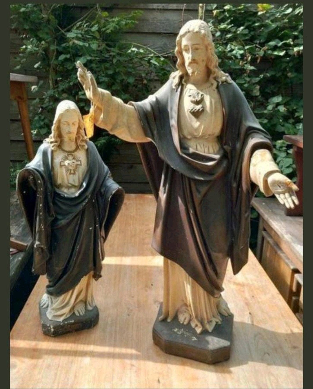 Antieke gipsen Christus beelden - Set van 2, Antiek en Kunst, Ophalen of Verzenden