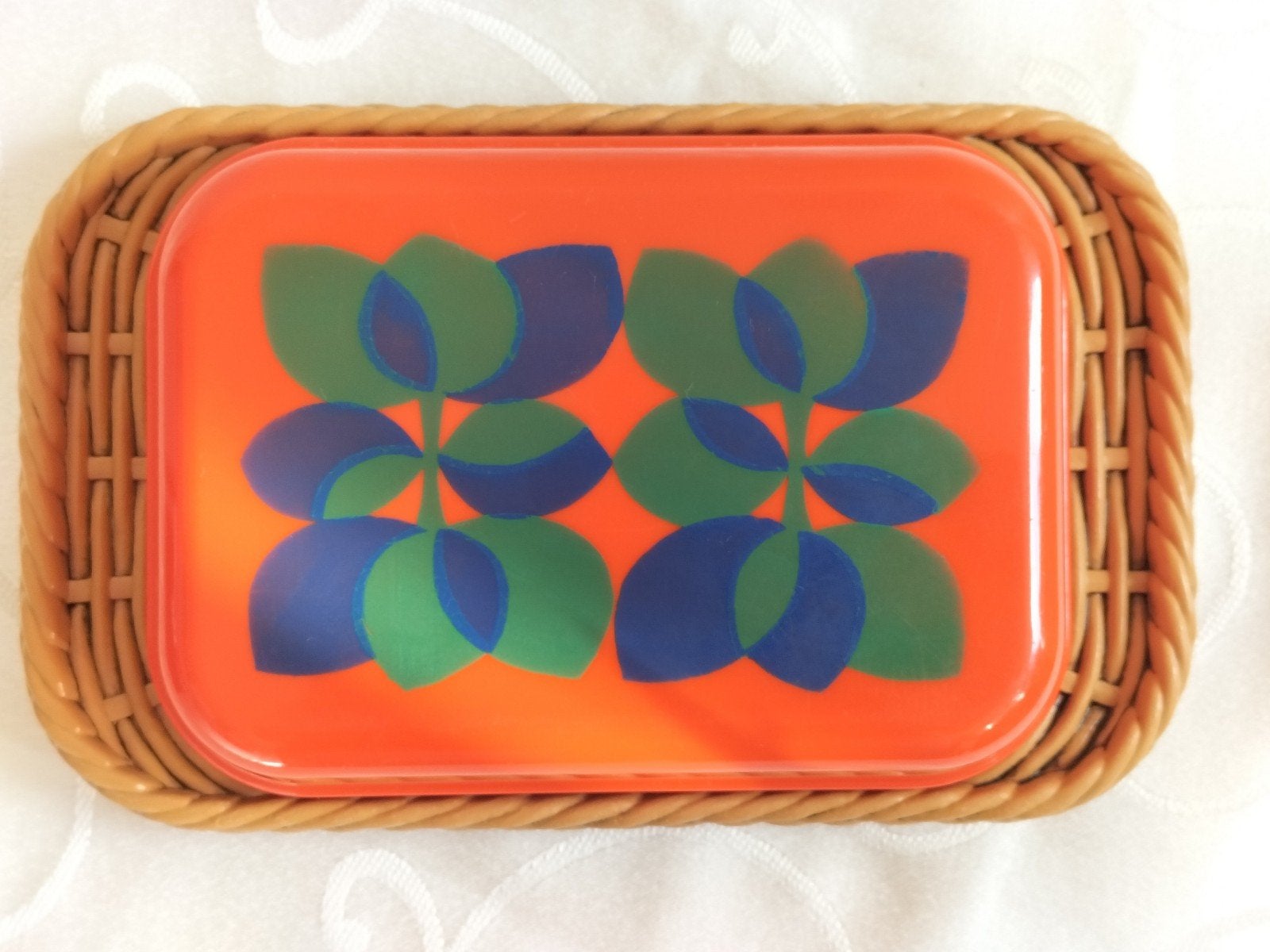 Emsa botervloot oranje met groene en blauwe bloemen, Overige typen, Kunststof, Ophalen of Verzenden, Zo goed als nieuw