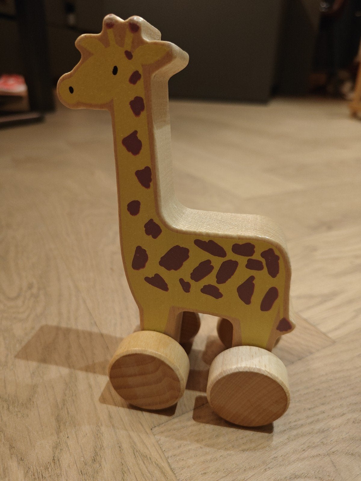 Dille & Kamille houten giraffe op wielen, Ophalen of Verzenden, Gebruikt, Duw- of Trekspeelgoed