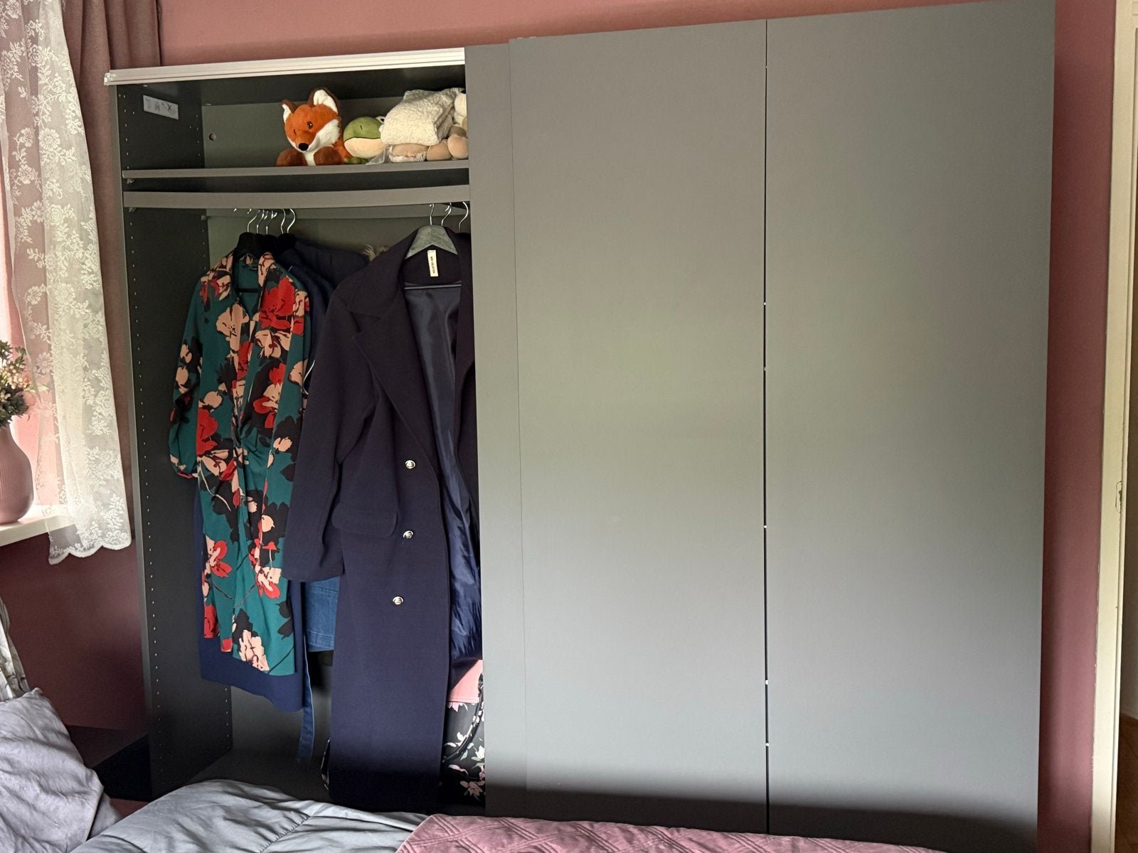 Grijze IKEA pax kledingkast met schuifdeuren, Ophalen, Overige materialen, 200 cm of meer, 150 tot 200 cm