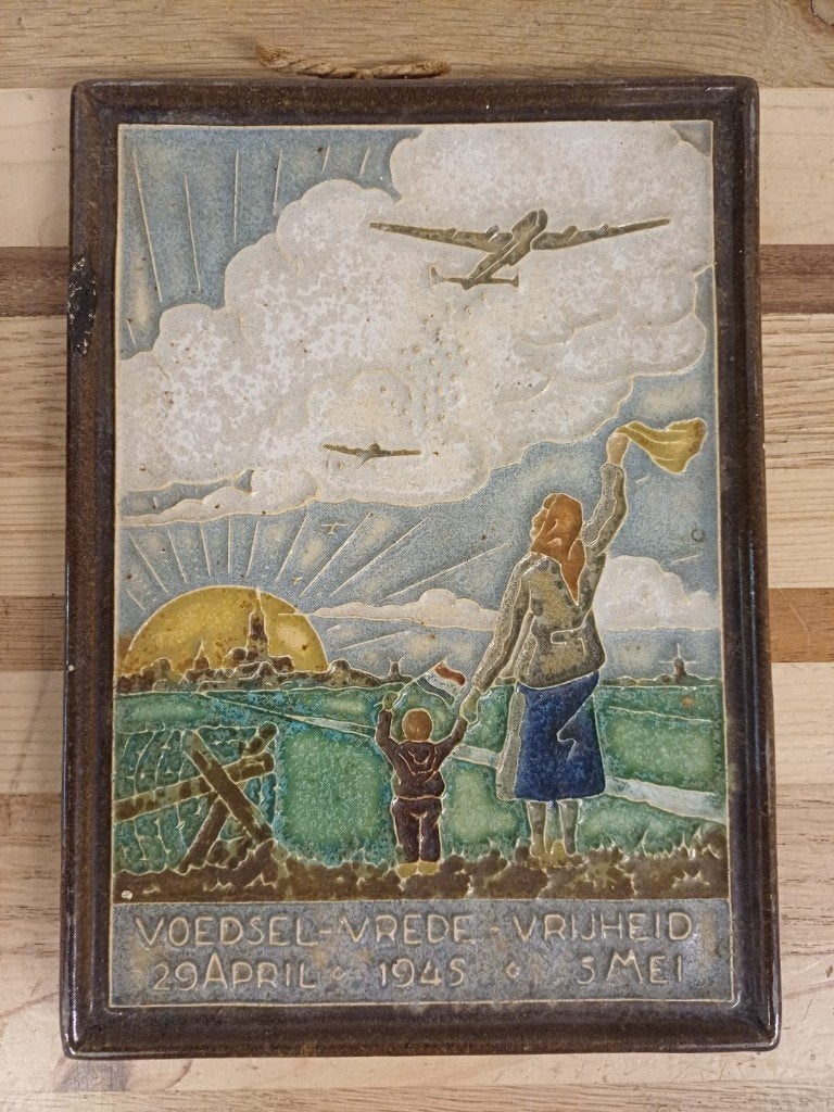 Voedsel -  Vrede - Vrijheid - Cloisonné tegel, Antiek en Kunst, Ophalen of Verzenden