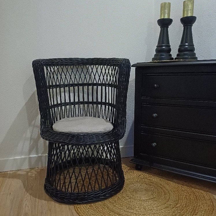 Leuk vintage rotan stoeltje, Huis en Inrichting, Stoelen, Ophalen, Gebruikt, Bruin, Eén