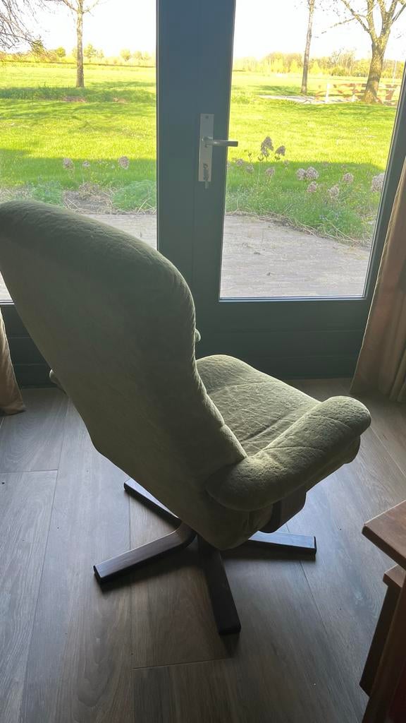 Draaifauteuil velours mid century stijl, Huis en Inrichting, Fauteuils, Gebruikt, Stof, 75 tot 100 cm, Ophalen