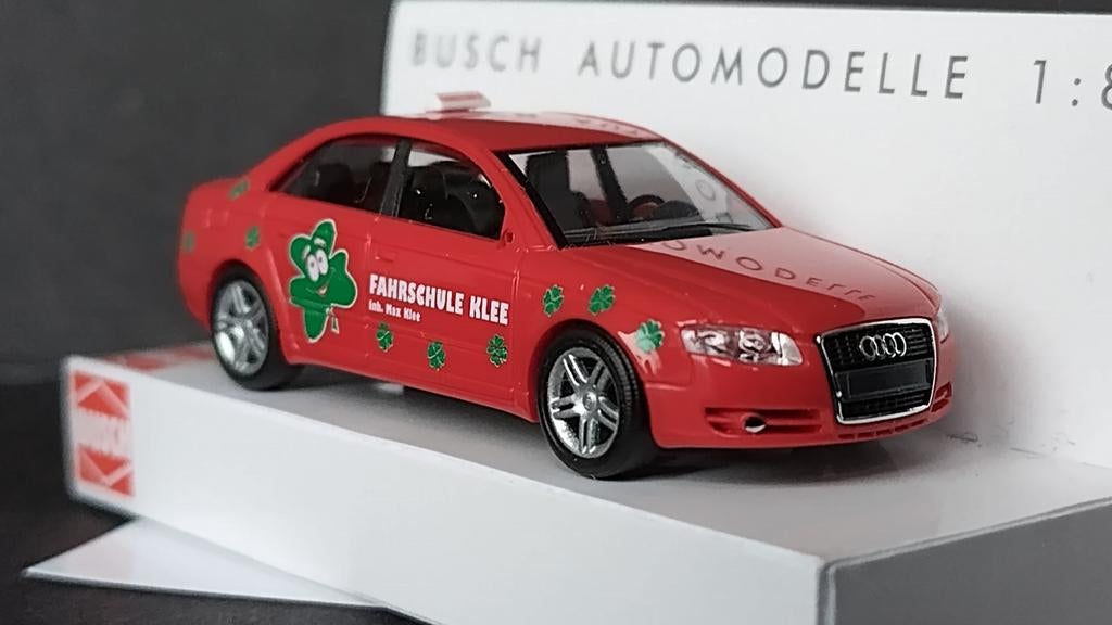 Audi A4 Fahrschule rijschool Les 1:87 H0 Busch Pol, Overige merken, Busch Gmbh, Auto, Verzenden
