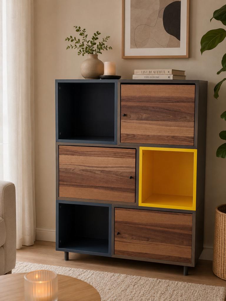 Moderne houten kast, Huis en Inrichting, Kasten | Wandmeubels, Ophalen of Verzenden, Zo goed als nieuw, 25 tot 50 cm, Minder dan 150 cm