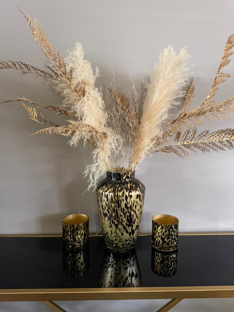 Set Cheetah Hudson Gold Vazen – Luxe Goud & Dierenprint, Huis en Inrichting, Woonaccessoires | Vazen, Ophalen, Overige kleuren