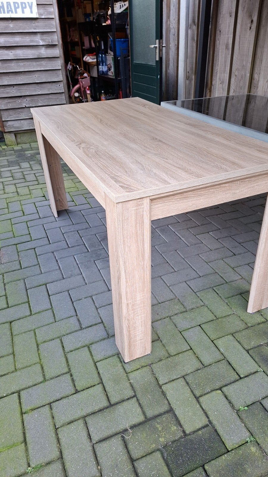 Eettafel - Modern design, licht hout, Ophalen, 100 tot 150 cm, 50 tot 100 cm, Zo goed als nieuw