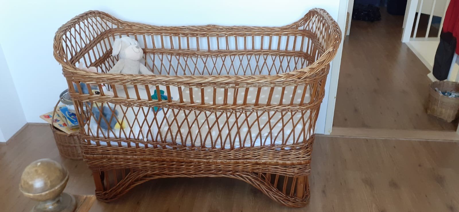rieten ledikantje incl matras, Ophalen, Gebruikt, Ledikant