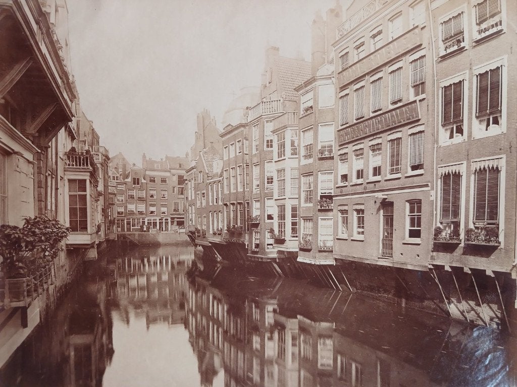 Steigersgracht in Rotterdam Het Stijger grote albumine foto, Gebruikt, Verzenden, Foto, Gebouw
