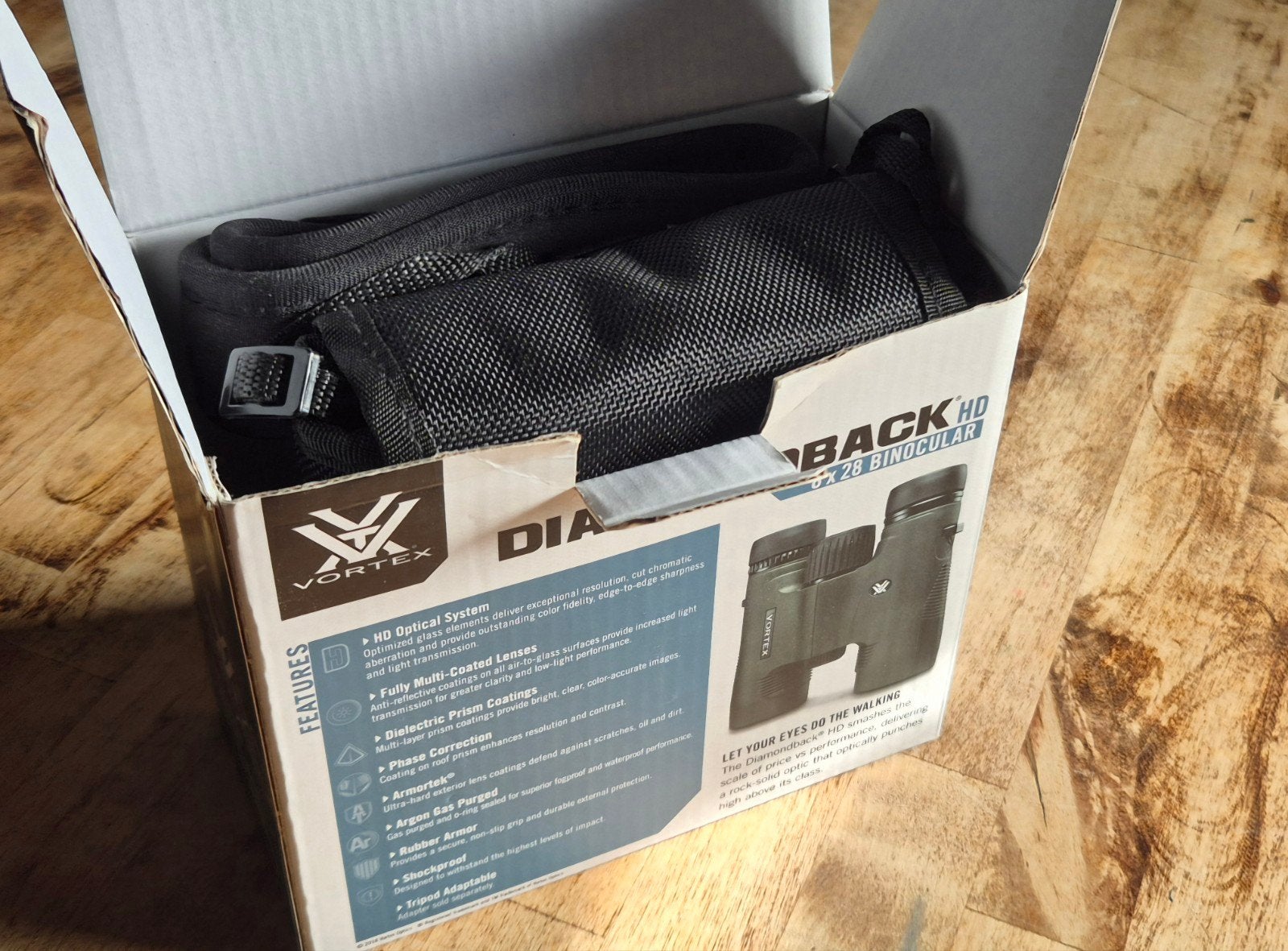 Vortex Diamondback HD 8x28 Verrekijker - Nieuwstaat, Ophalen of Verzenden, Zo goed als nieuw, 8 tot 12x, Dakkant (recht)