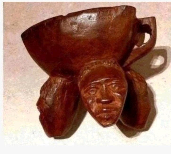 Houten Schaal met Afrikaanse Gezichten, Ophalen of Verzenden