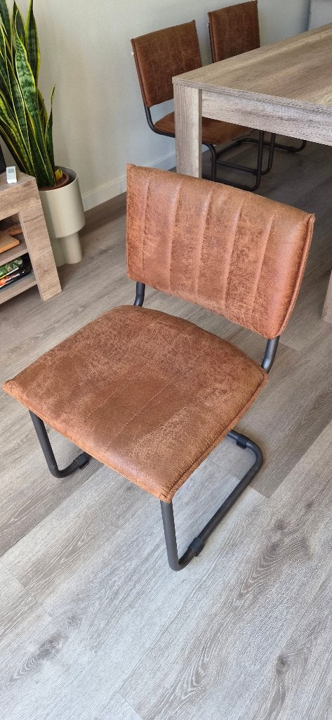 Eetkamerstoel (4 stuks, cognac) - Overname ca. week 40-2026, Ophalen, Gebruikt, Vier, Leer