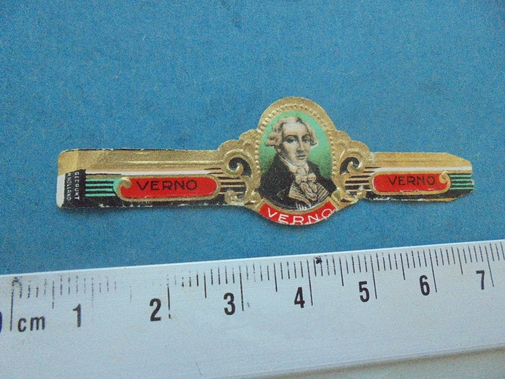 Oude sigarenband VERNO met afbeelding edelman, Ophalen of Verzenden, Zo goed als nieuw, Sigarenbandjes