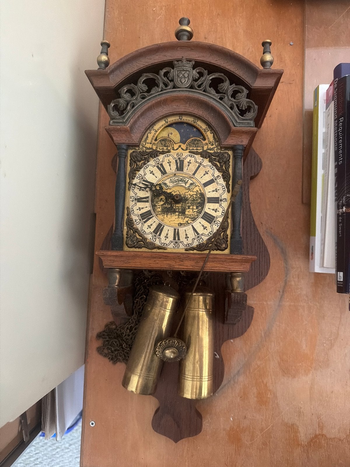 Vintage Warmink Hangklok - Klassieke Wandklok met Maanstand, Antiek en Kunst, Antiek | Klokken, Ophalen