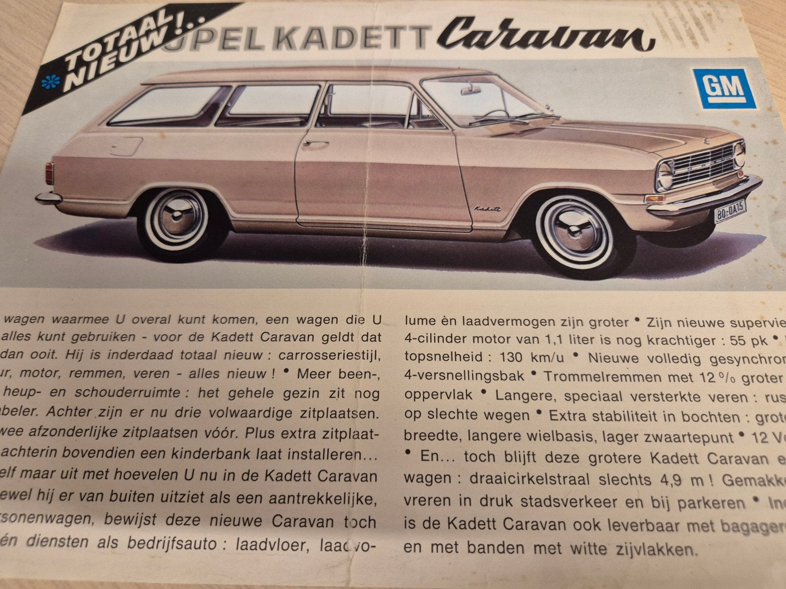 Jaren 60 Nederlands Opel kadett B Caravan brochure 1e type, Ophalen of Verzenden, Opel