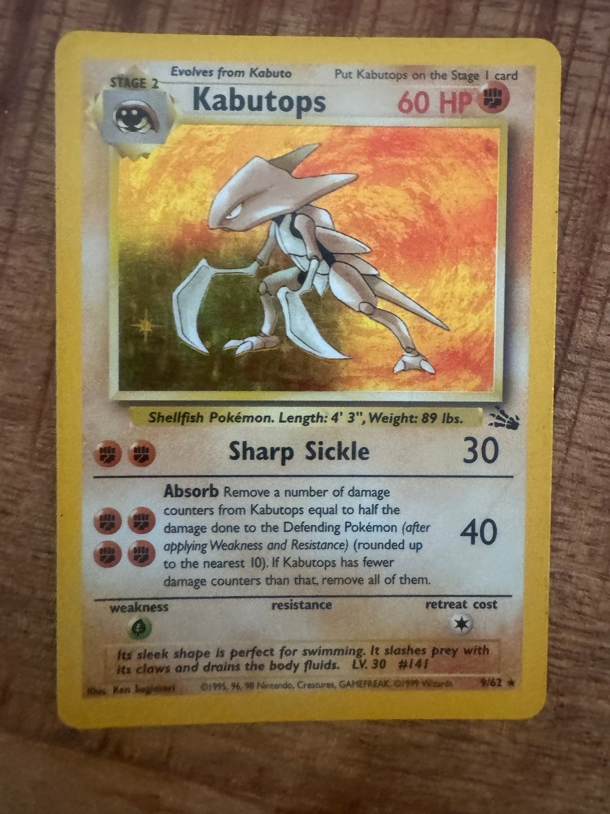 Kabutops Pokémon kaart (9/62) - Fossil Set, Hobby en Vrije tijd, Verzamelkaartspellen | Pokémon, Ophalen of Verzenden, Losse kaart