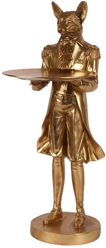 Barokke Vos met Dienblad - Decoratief Beeld Goud 54,5 cm, Ophalen of Verzenden, Nieuw, Dier