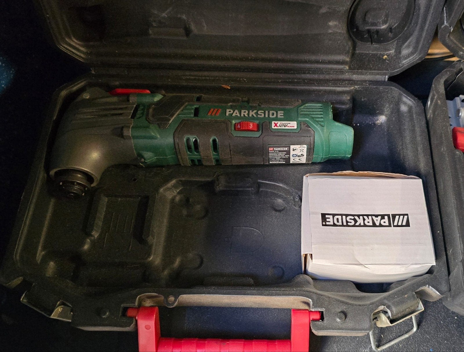 Parkside Set: Cirkelzaag, Multitool, 3 Accu's en Koffers, Ophalen of Verzenden, Minder dan 600 watt, Cirkelzaag, 30 tot 70 mm