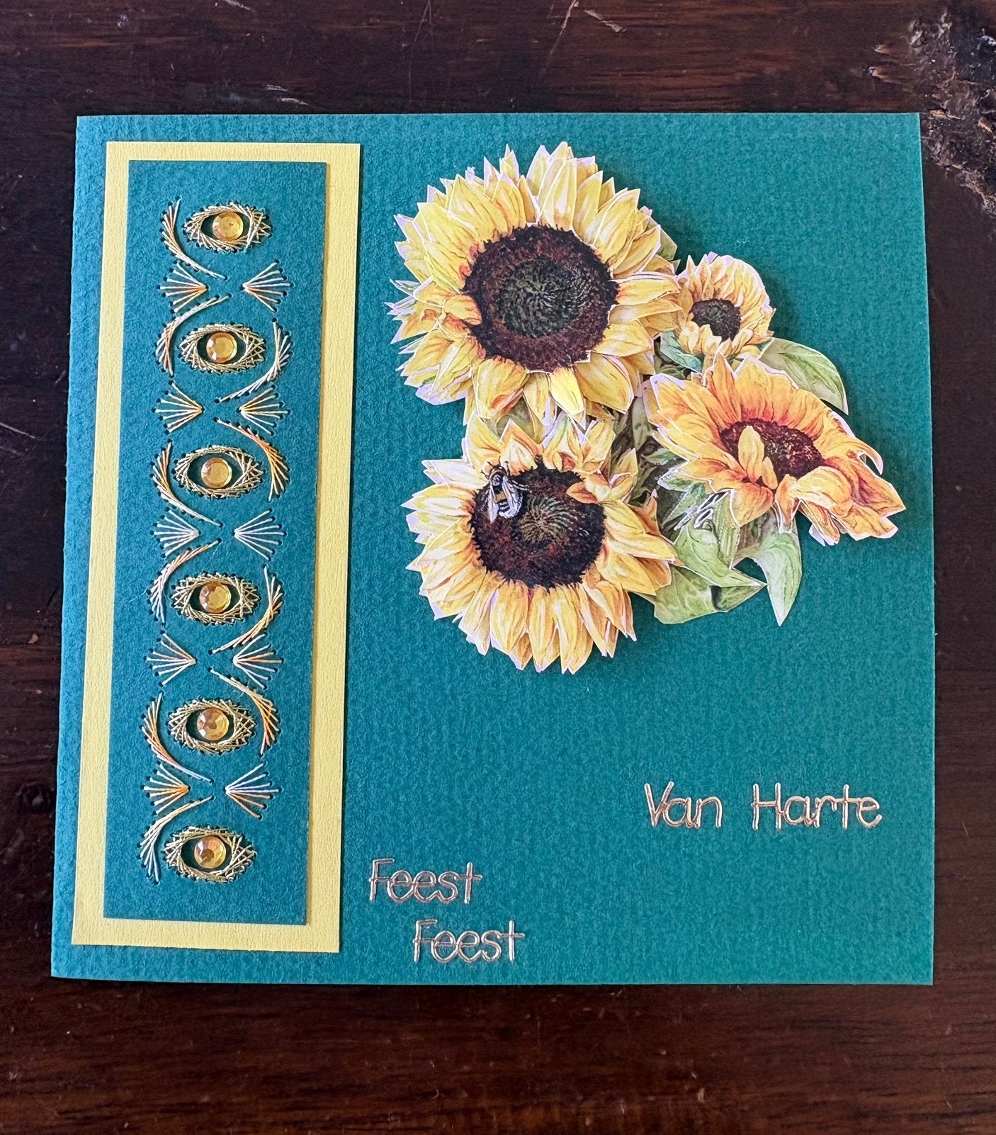 Nieuwe zelfgemaakte kaart met borduur 3D Gefeliciteerd, Hobby en Vrije tijd, Kaarten | Zelfgemaakt, Ophalen of Verzenden, Nieuw