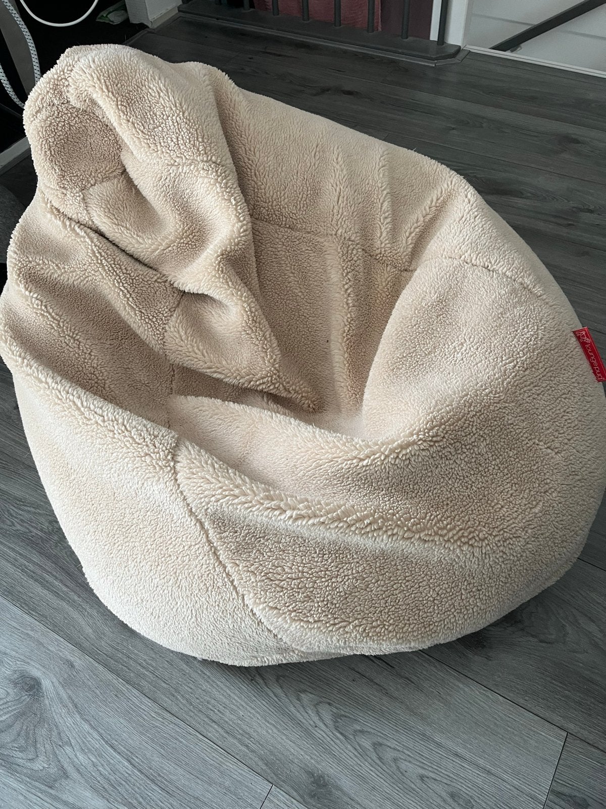 Lounge Pug Zitzak - Crème Teddy Stof, Huis en Inrichting, Zitzakken, Ophalen, Zo goed als nieuw, Beige, Zitzak