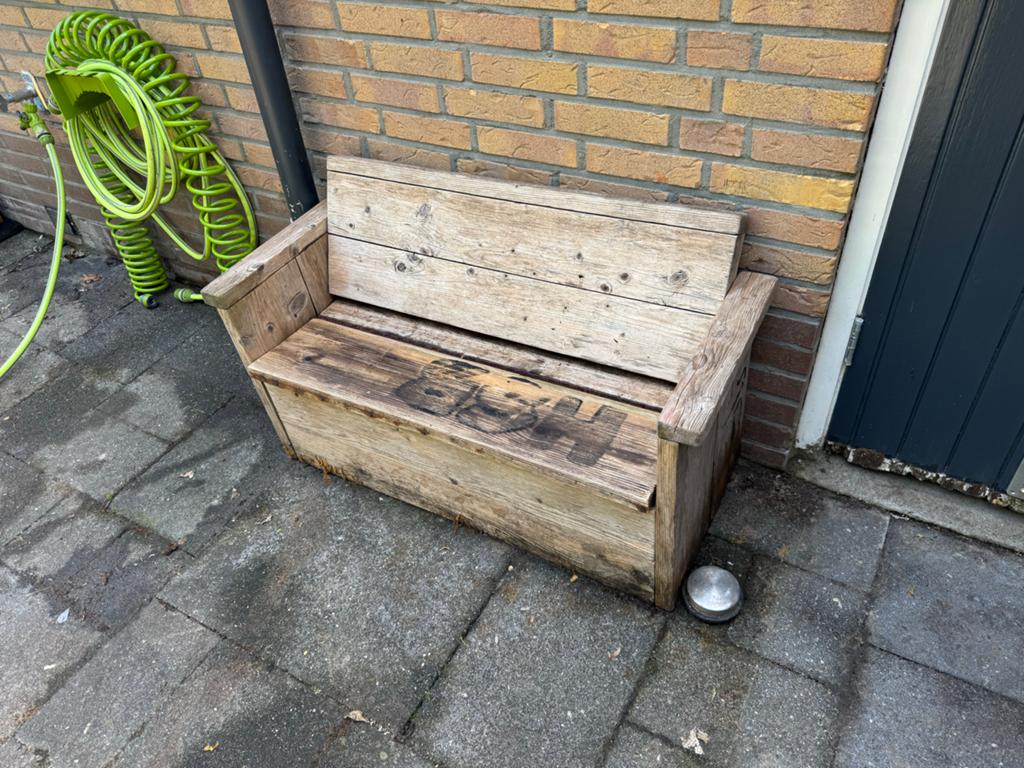 Stijgerhouten tuinbank voor kinderen, Tuin en Terras, Ophalen of Verzenden, Gebruikt, Hout