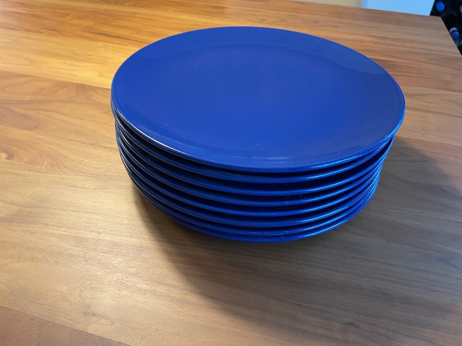 Set van 8 blauwe borden - diameter 32 cm, Ophalen, IKEA, Zo goed als nieuw, Bord(en)
