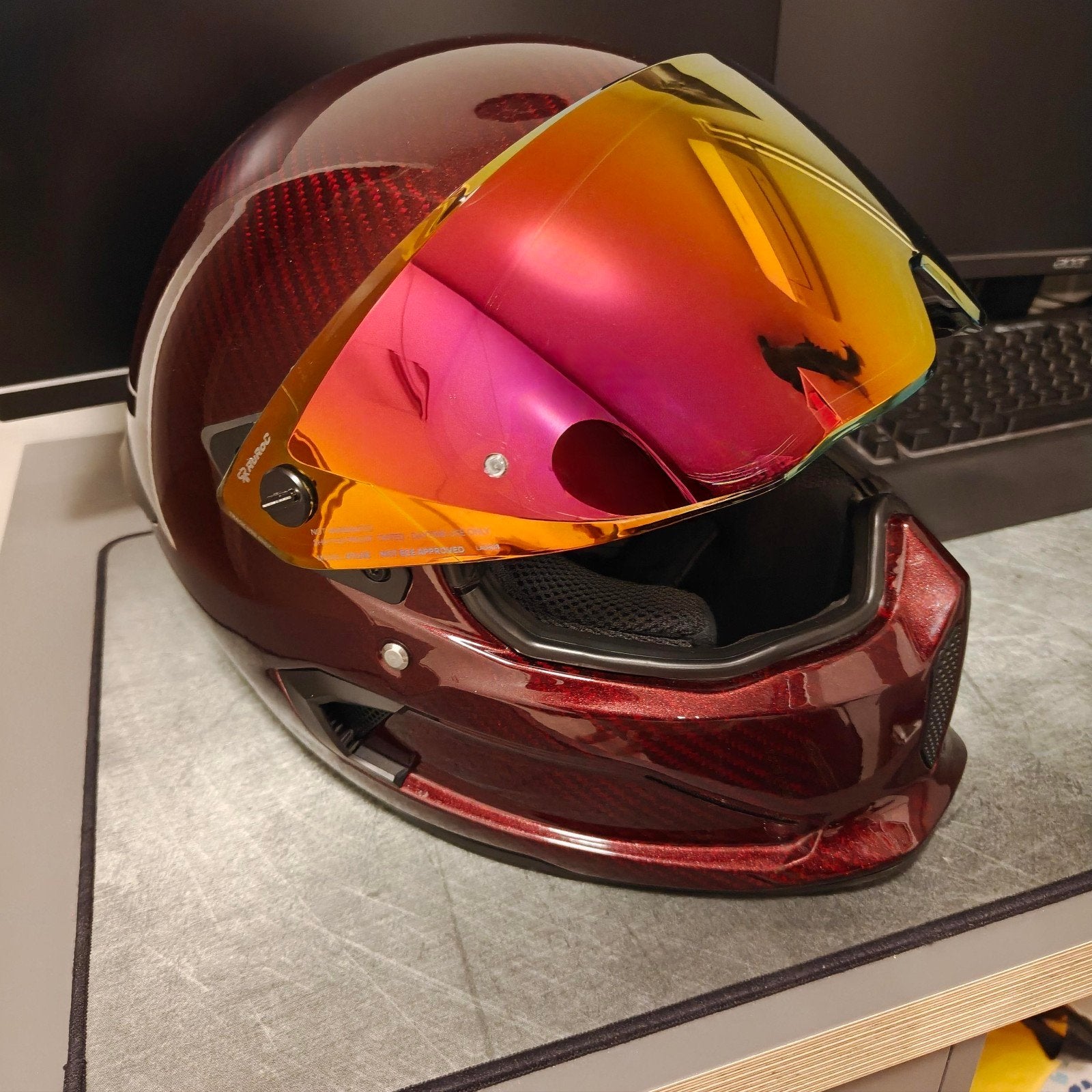 Ruroc Atlas 4.0 Carbon Ruby M/L Bluetooth + vizieren, M, Dames, Integraalhelm, Tweedehands