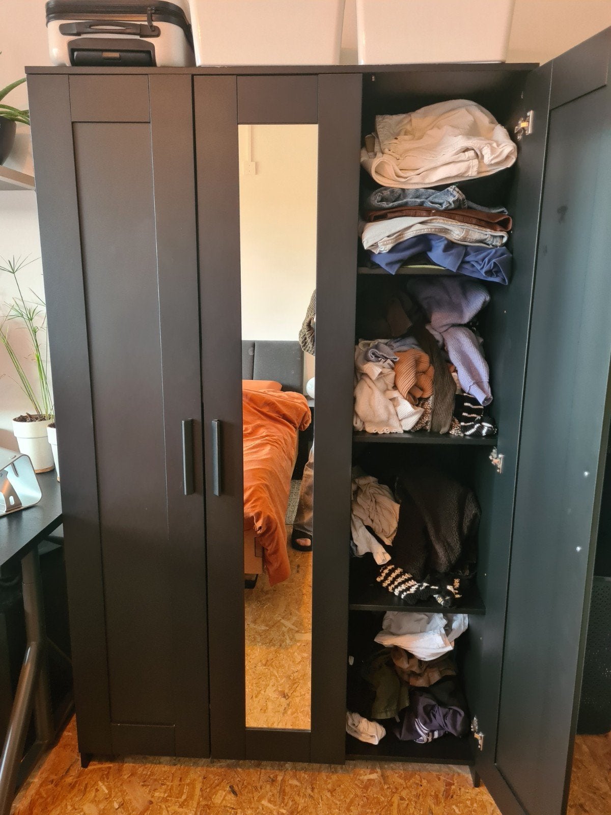 Kledingkast IKEA Brimnes 3 deuren zwart, Ophalen, Met deur(en), Gebruikt, 100 tot 150 cm