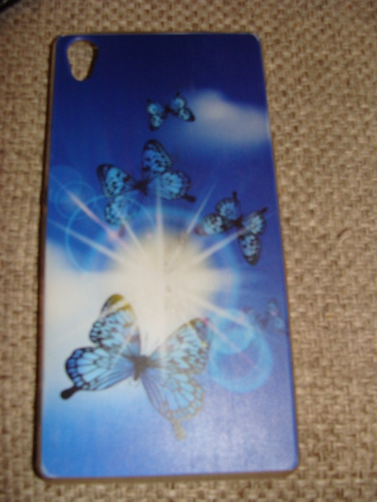Te koop cover/hoesje Voor Sony Xperia z3 blauw met vlinders, Ophalen of Verzenden, Nieuw, Hoesje of Tasje