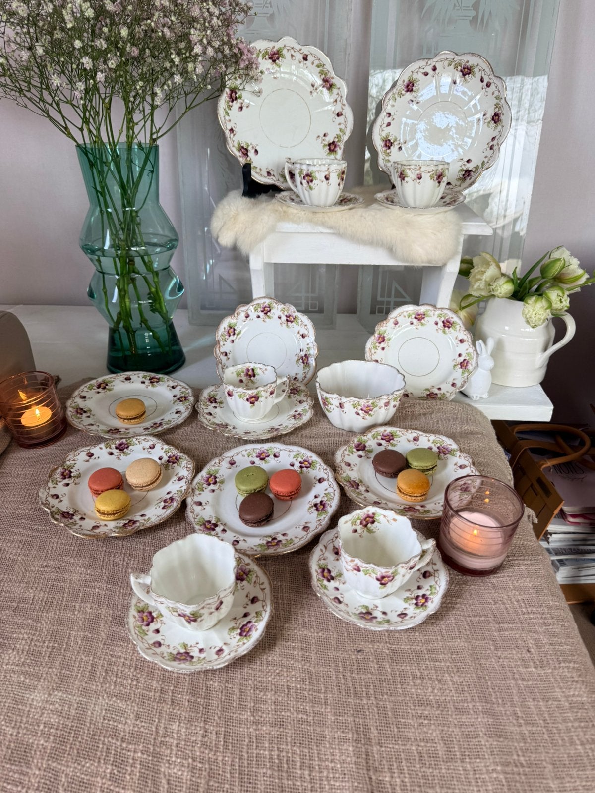 Melba China daisy antiek  porseleinen servies  5ps  Engeland, Ophalen