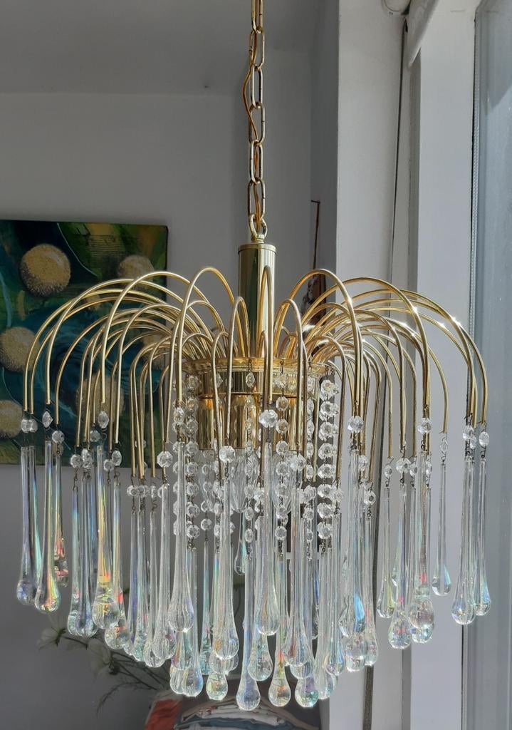 Murano teardrop kroonluchter., Ophalen of Verzenden, Zo goed als nieuw, Metaal