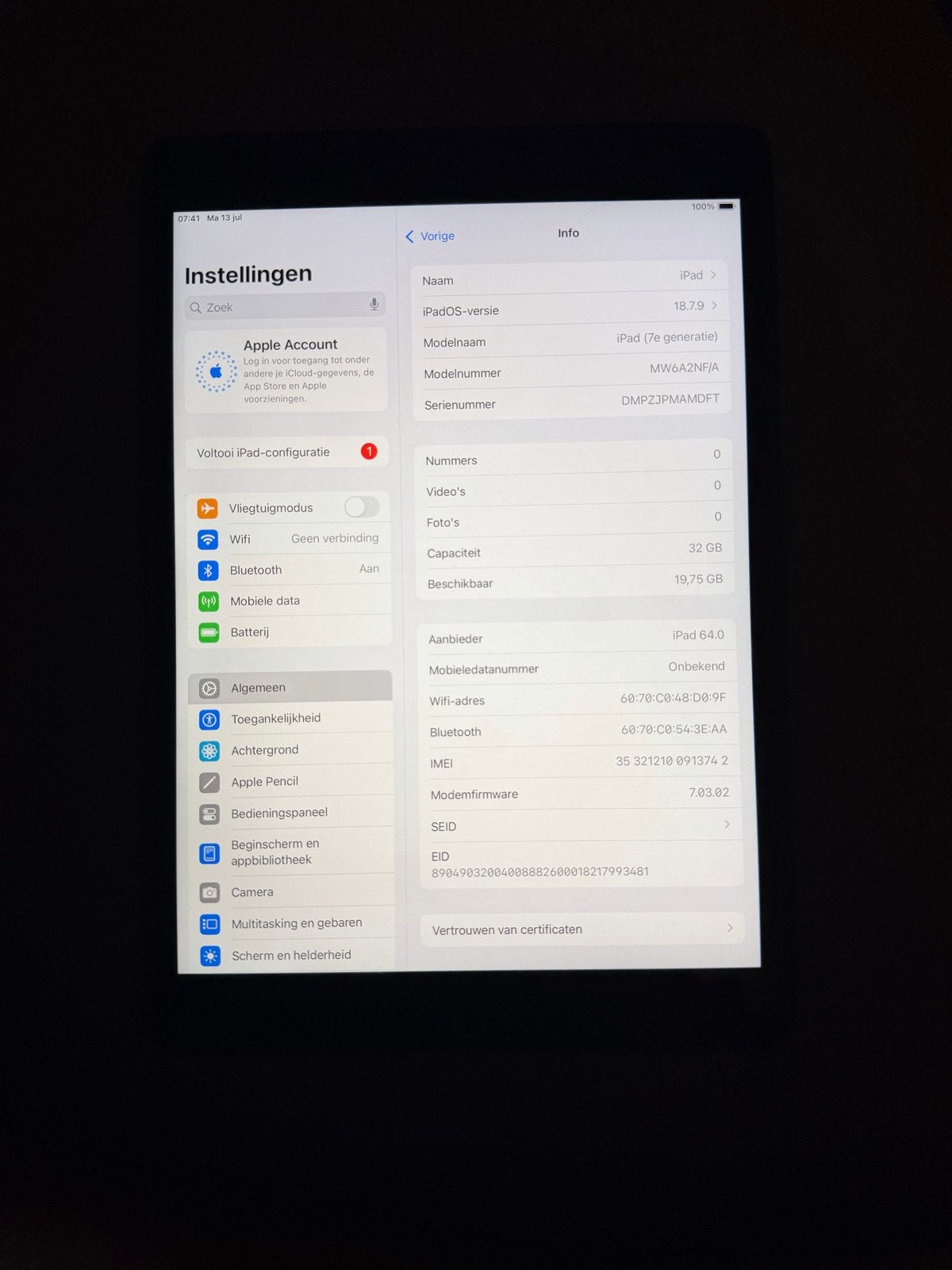 Apple iPad 7e Generatie 32GB - Zo goed als nieuw, 32 GB, Apple iPad, Zo goed als nieuw, Grijs