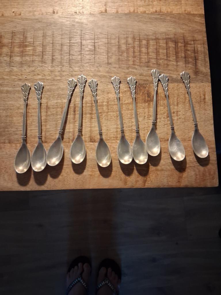 Set van 10 antieke zilveren theelepels, Antiek en Kunst, Ophalen of Verzenden