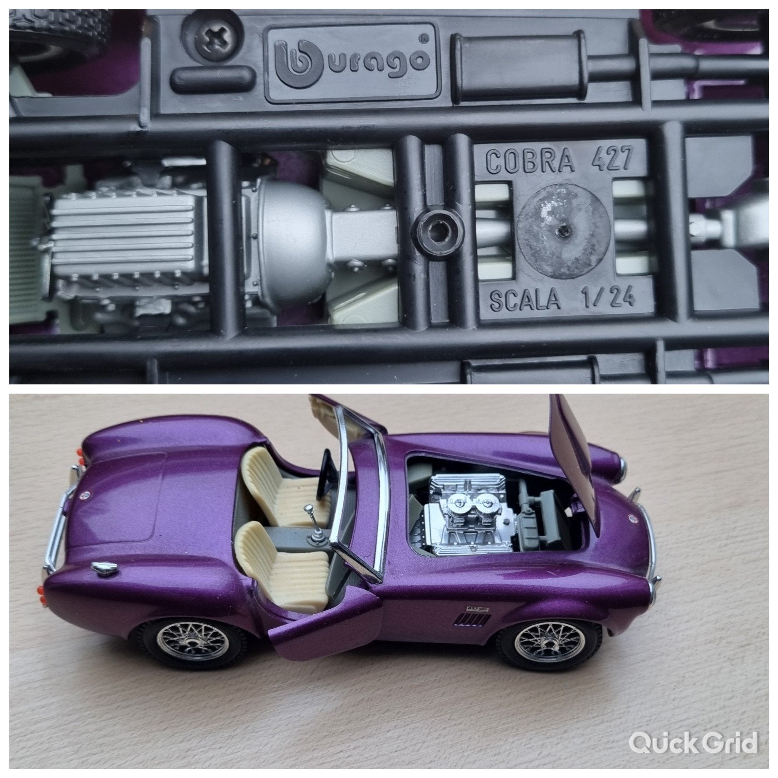 Burago Cobra 427 Schaalmodel 1/24 - Paars, Ophalen of Verzenden, Gebruikt, Auto, Bburago