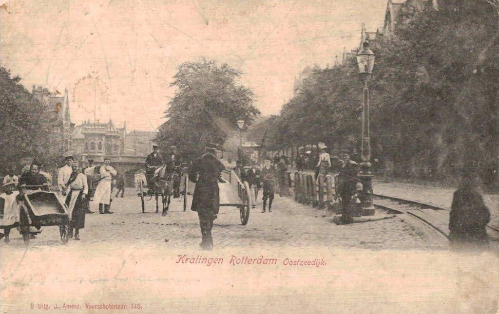 1903 Rotterdam Kralingen Oostzeedijk  Tram in aantocht, Verzamelen, Verzenden, Voor 1920, Gelopen, Zuid-Holland