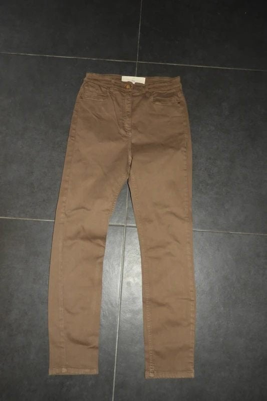 Elisabetta Franchi bruine broek goud hardware merklabel 30/M
