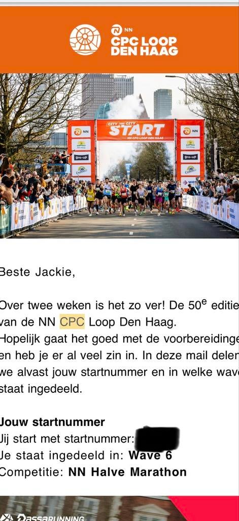 Startbewijs CPC Halve Marathon, Eén persoon, Maart