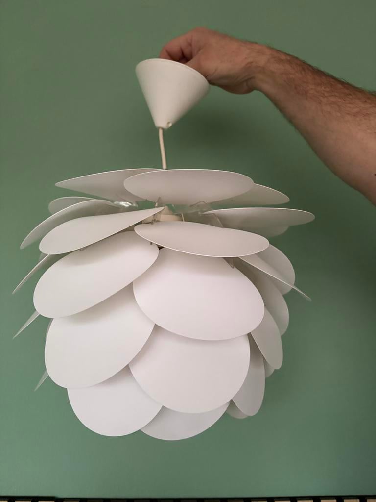 Witte hanglamp, Ophalen of Verzenden, Zo goed als nieuw, Kunststof, 50 tot 75 cm