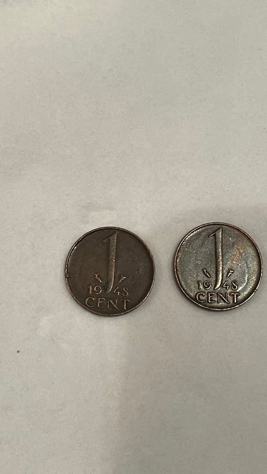 2 x 1 cent 1948 Wilhelmina erg goede staat, Postzegels en Munten, Ophalen of Verzenden, Koningin Wilhelmina, 1 cent, Losse munt