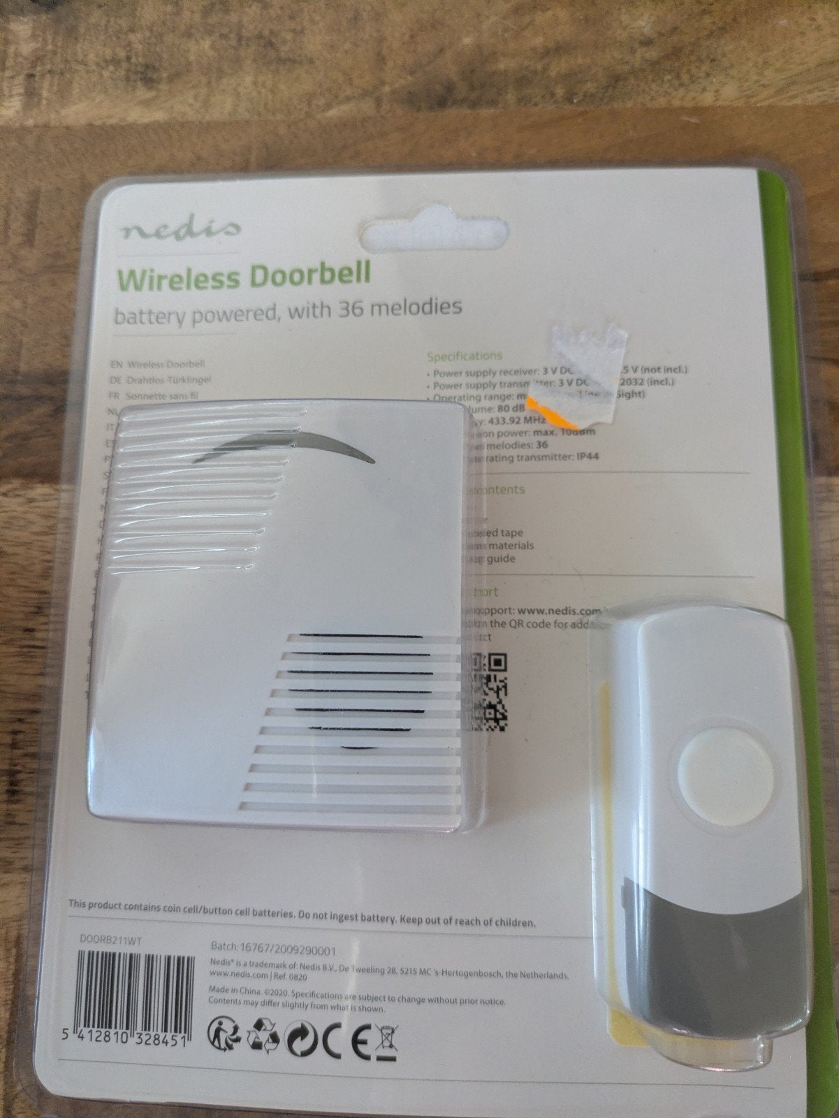 Nedis Draadloze Deurbel NIEUW, Ophalen of Verzenden, Nieuw, Draadloos