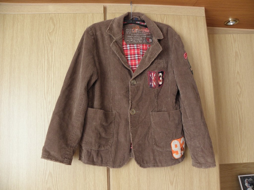 Nieuw bruin katoenen college rib jasje blazer GDI mt 176, Nieuw, Ophalen of Verzenden, GDI, Jongen