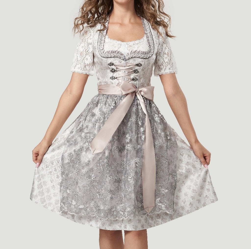 Elegante luxe 3-delige Dirndl maat 42 midi 60cm, Ophalen of Verzenden, Nieuw, Maat 36 (S), Huwelijk