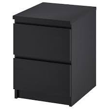 2x IKEA Malm Nachtkastjes - Zwart, Ophalen, Minder dan 45 cm, 55 tot 70 cm, Zo goed als nieuw