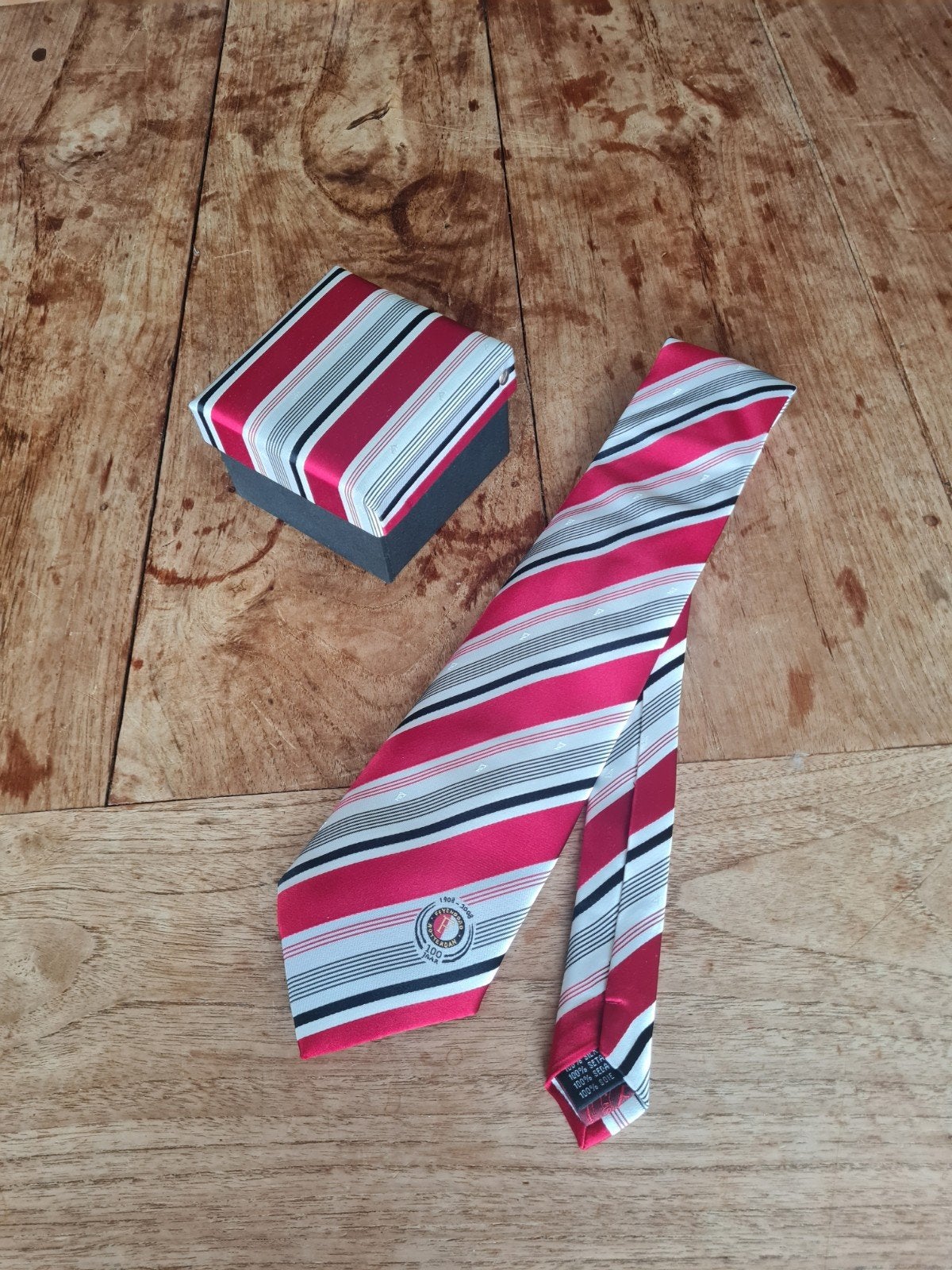 Orginele Zeldzame Feyenoord 100 jaar Stropdas - 100% zijde, Ophalen, Meerkleurig, Zo goed als nieuw, Met patroon