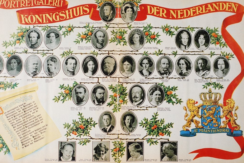 In naam van Oranje - Oranje Stamboom poster (1993), Verzamelen, Verzenden, Kaart, Foto of Prent, Zo goed als nieuw, Onbekend