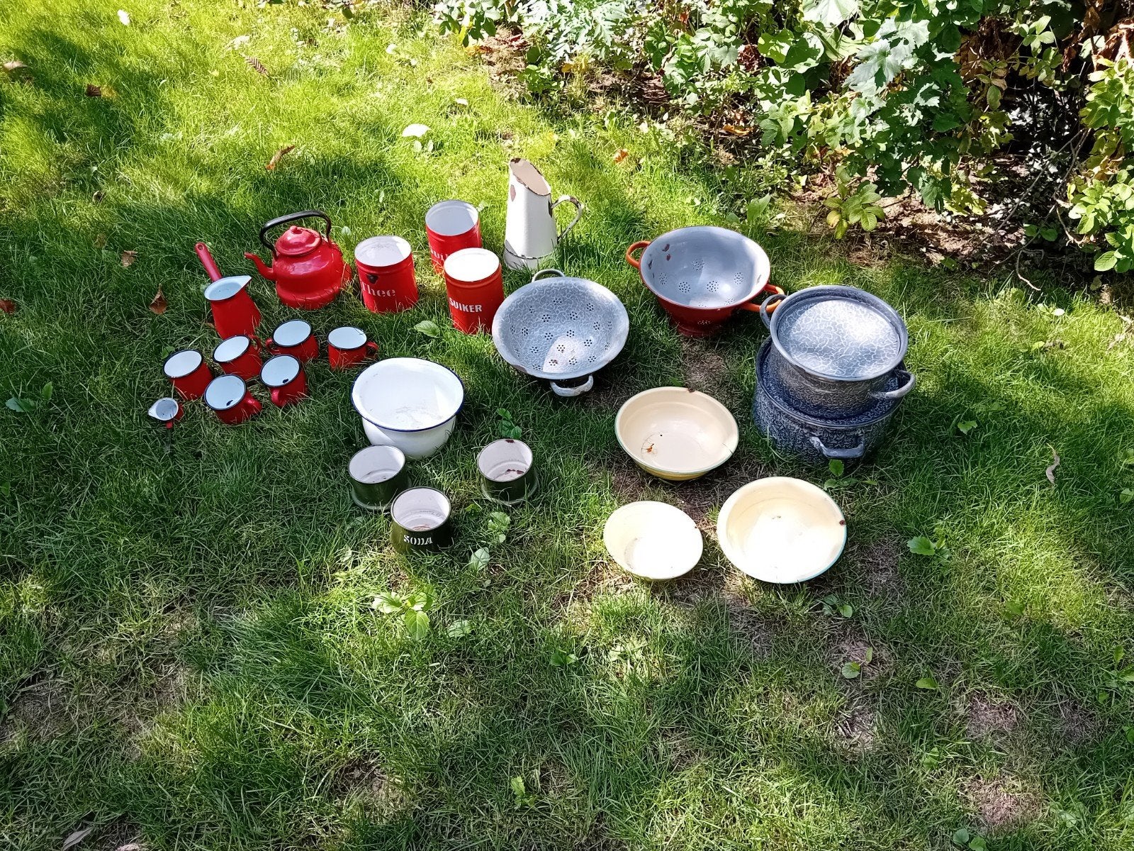 partij emaille keukengerei en decoratie, Ophalen of Verzenden