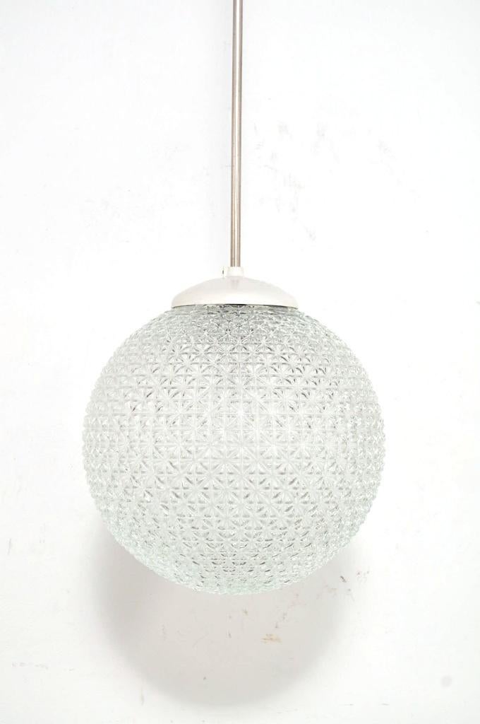 Vintage bollampen kristalglas hanglamp lamp jaren 60, Ophalen of Verzenden, Gebruikt