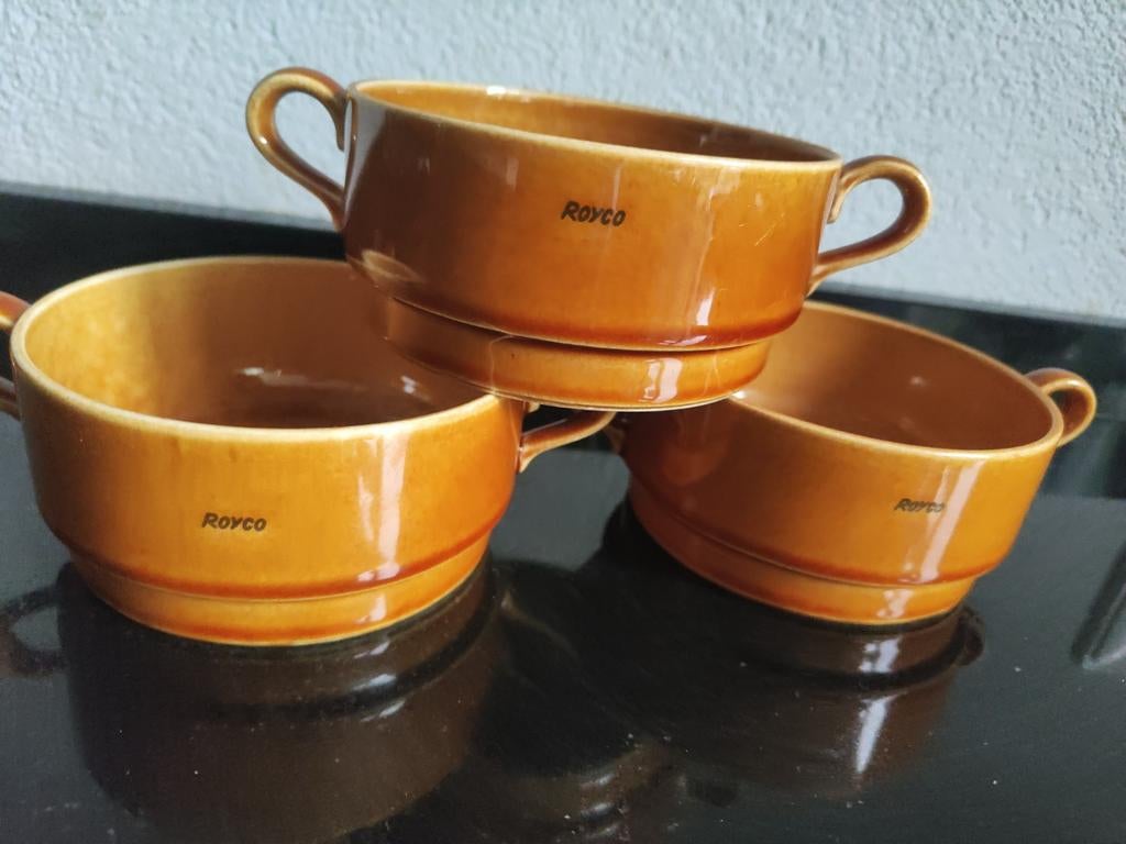 3 vintage Royal Sphinx Maastricht soepkommen stapelbaar, Ophalen of Verzenden